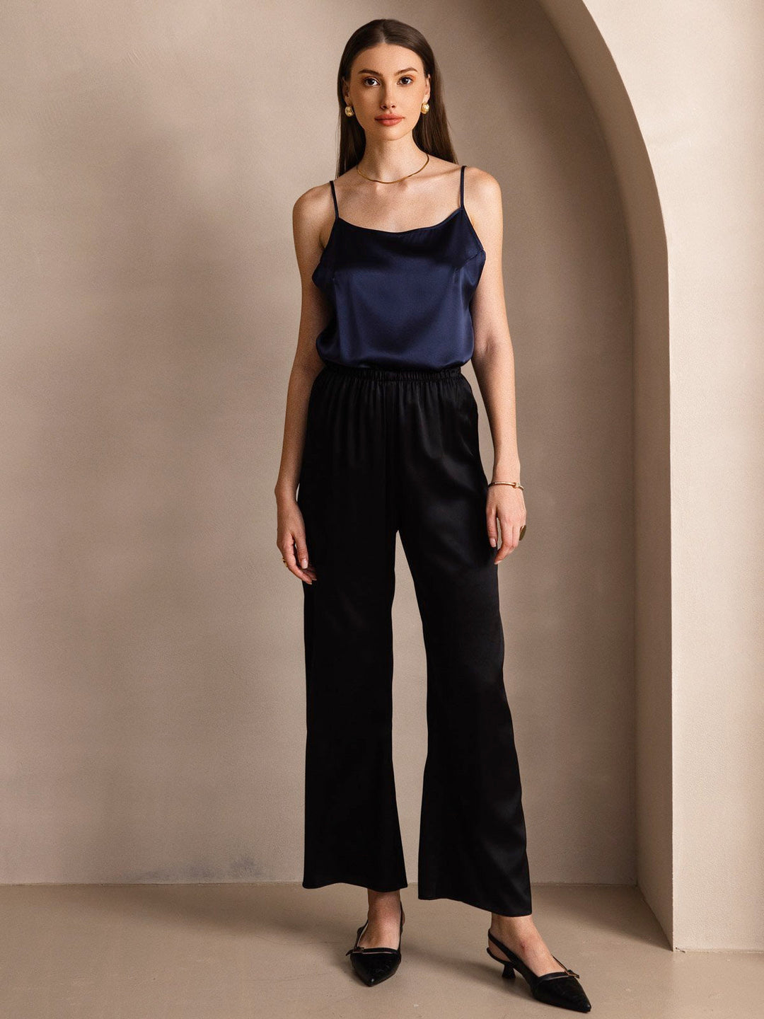 Echoarchiv | Seide Entspannt Spaghettiträger Camisole Top