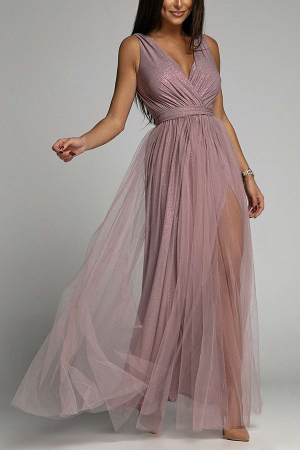 Echoarchiv | It'S My Day Light Tulle Schlitz Maxi Kleid