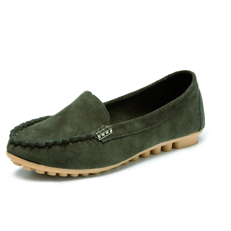 Damen Veloursleder-Mokassin mit profiliertem Gummisohlen-Design und Ziernaht – Lioré