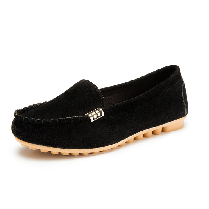 Damen Veloursleder-Mokassin mit profiliertem Gummisohlen-Design und Ziernaht – Lioré
