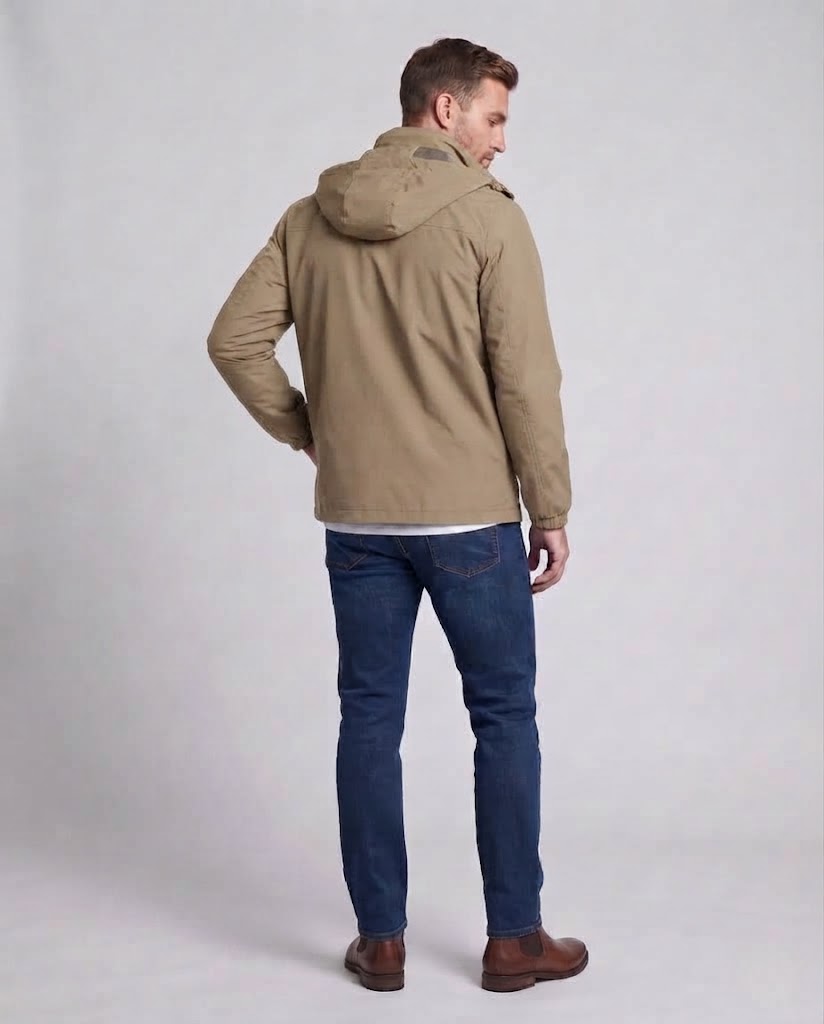 Herren Leichte Atmungsaktive Kapuzenjacke für den Outdoor-Bereich mit Brusttasche und Unsichtbarem Reißverschluss Echoarchiv