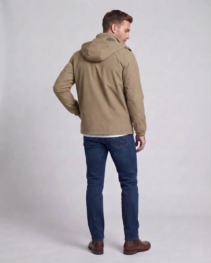 Herren Leichte Atmungsaktive Kapuzenjacke für den Outdoor-Bereich mit Brusttasche und Unsichtbarem Reißverschluss Echoarchiv