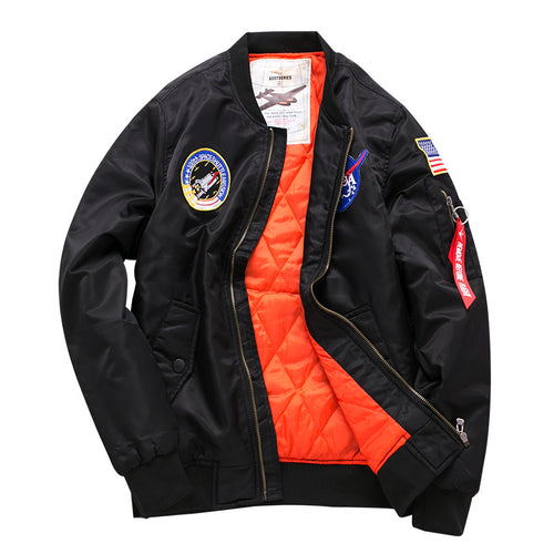 Herren  gestickter Missions-Patch gesteppte Futter Flug-Bomber Echo Archiv