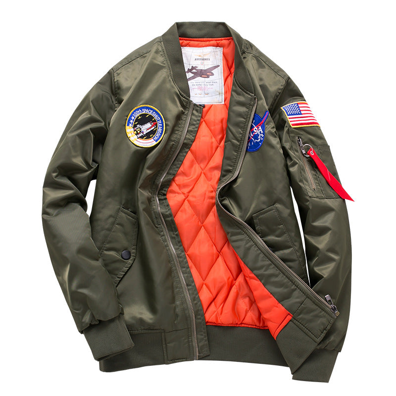 Herren  gestickter Missions-Patch gesteppte Futter Flug-Bomber Echo Archiv