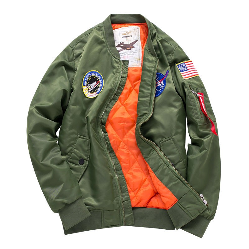 Herren  gestickter Missions-Patch gesteppte Futter Flug-Bomber Echo Archiv