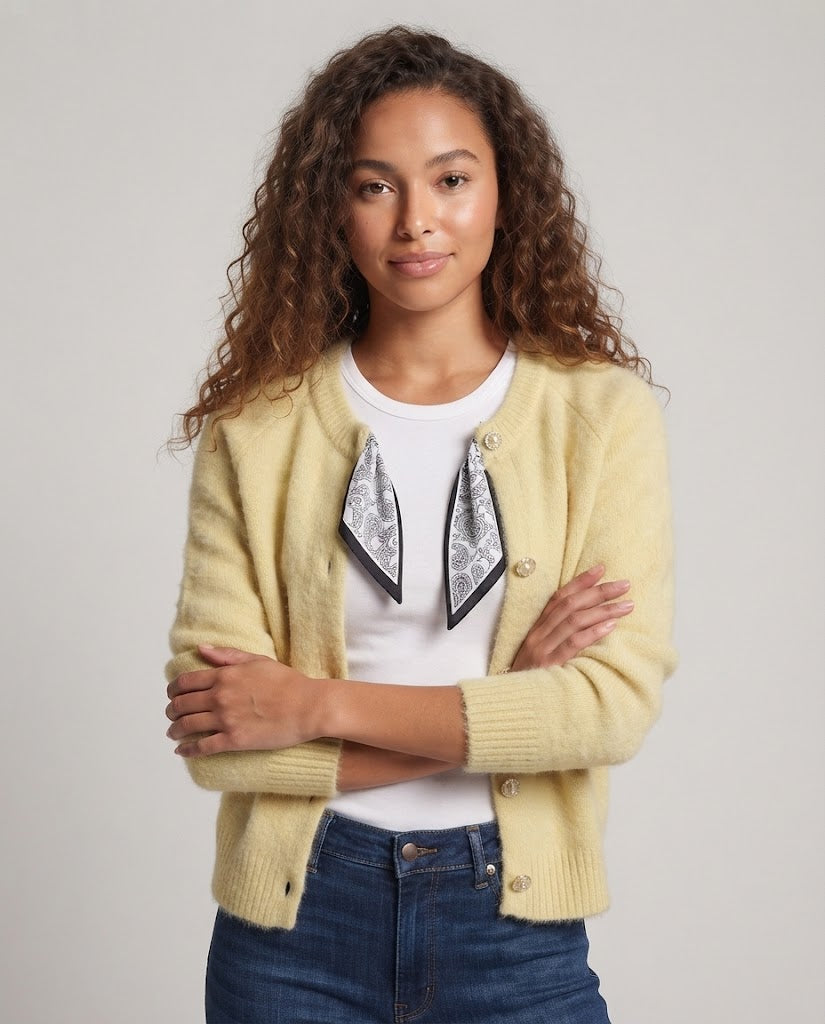 Damen Flauschiger Kurzcardigan mit Rundhalsausschnitt und Raglanärmeln Echo Archiv