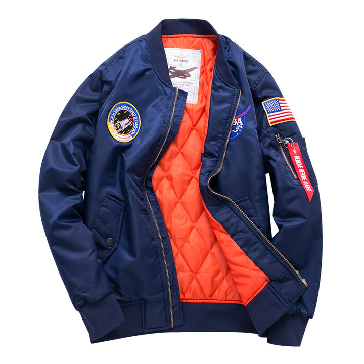Herren  gestickter Missions-Patch gesteppte Futter Flug-Bomber Echo Archiv