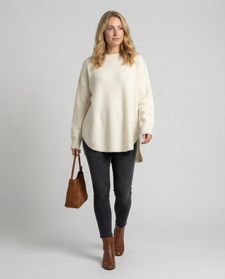Echoarchiv | Pullover - Damen Herbst Mid-Length Oversized Pullover