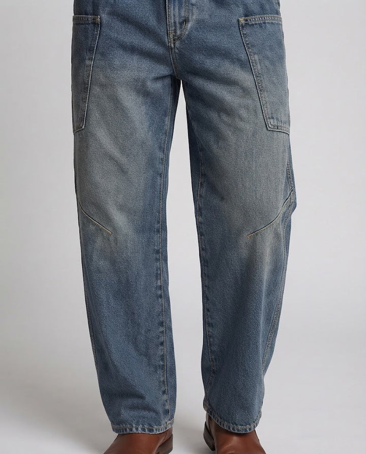 Herren Baggy-Denim-Cargohose mit tiefem Schritt und großformatigen Aufgesetztaschen Echo Archiv