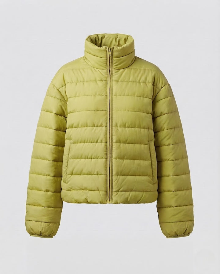 Damen Oversize Quilted Steppjacke mit Tunnelzugkapuze und schräger Stepplinie Echo Archiv