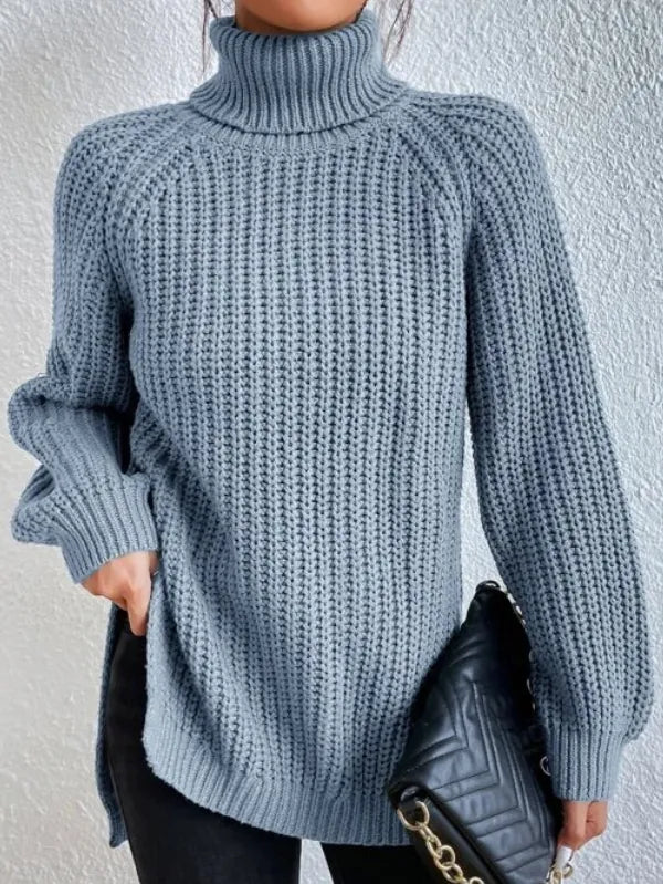 Echoarchiv-rollkragenpullover Mit Raglanärmel Und Geteiltem Saum