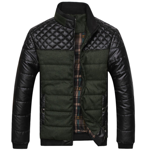 Herren Modische Steppjacke mit Kunstlederdetails Echo Archiv