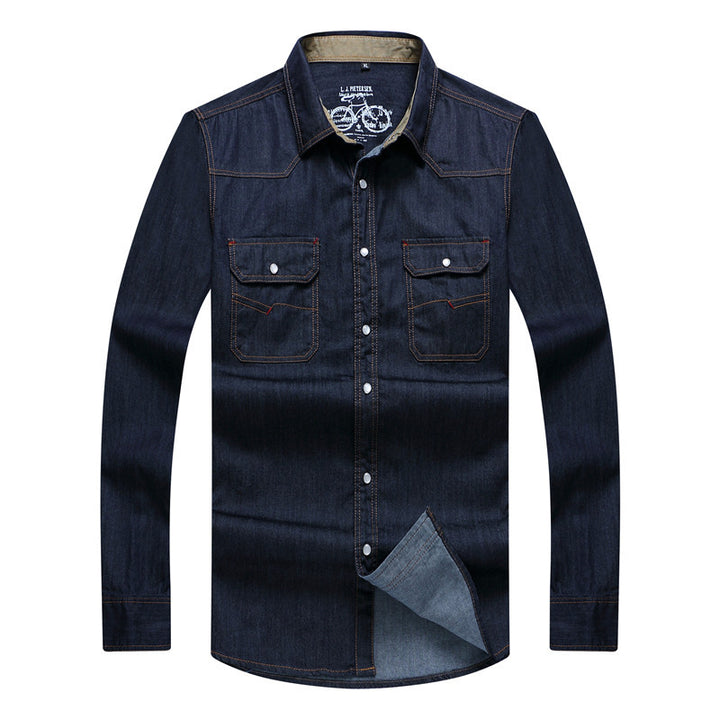 Herren Denim-Hemd im Westernstil mit Druckknopfleiste und Brustklappen Echo Archiv
