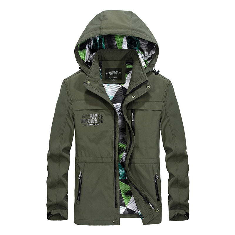 Herren vielseitige Funktionsjacke mit abnehmbarer Kapuze und mehreren Taschen Echoarchiv
