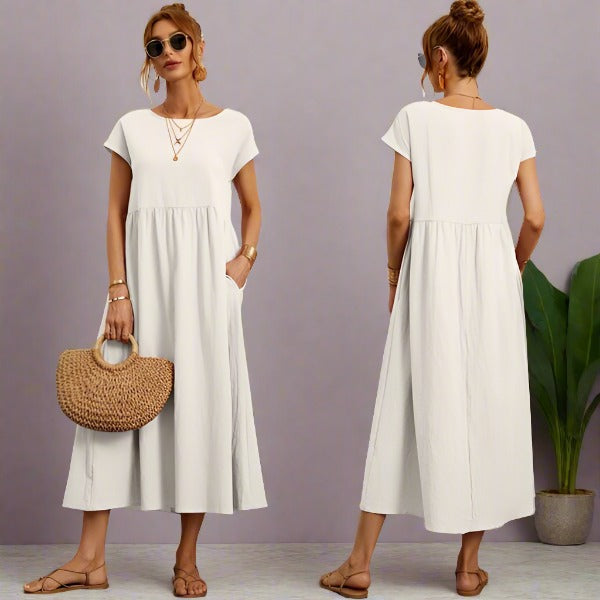 Echoarchiv | Casual Elegant Baumwolle und Leinenkleid
