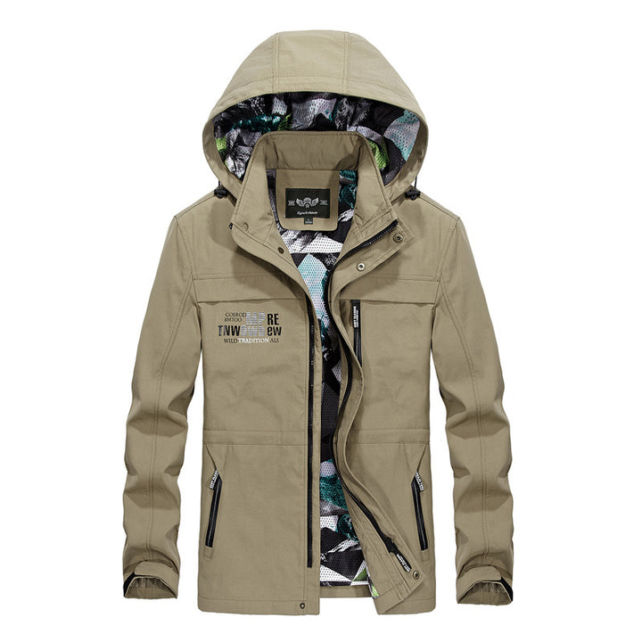 Herren vielseitige Funktionsjacke mit abnehmbarer Kapuze und mehreren Taschen Echoarchiv