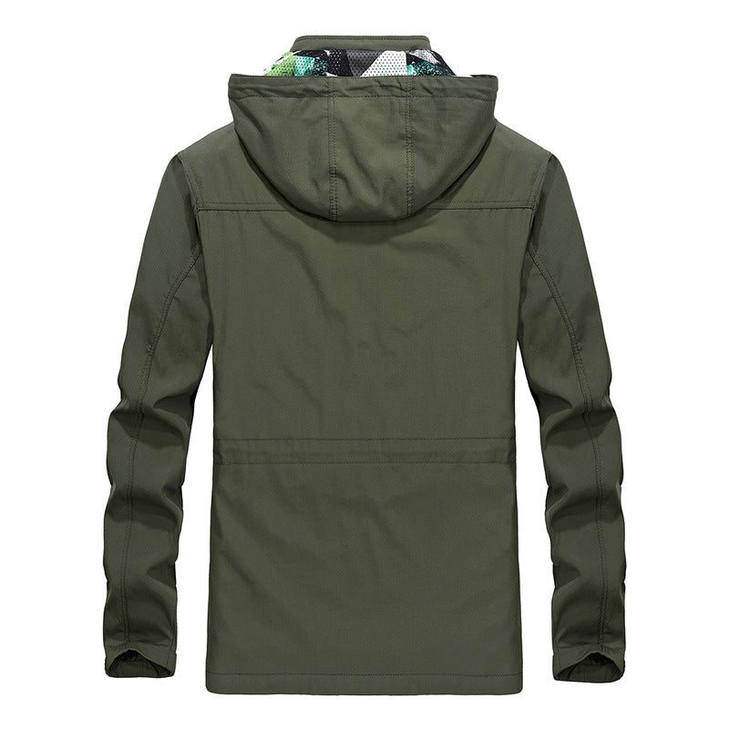 Herren vielseitige Funktionsjacke mit abnehmbarer Kapuze und mehreren Taschen Echoarchiv