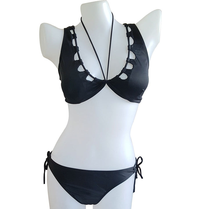 Damen Triangel-Bikini mit tiefem V-Ausschnitt und Schnürdetails Echo Archiv