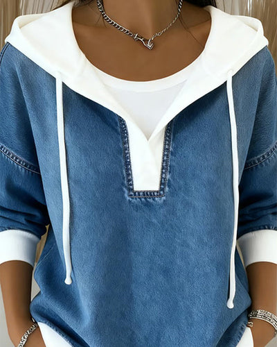 Echoarchiv | SwEchoarchivtshirt mit Schnürung und Denim Einsätzen