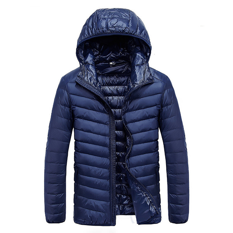 Herren leichte Daunenjacke mit abnehmbarer Kapuze und wasserabweisendem Material Echoarchiv