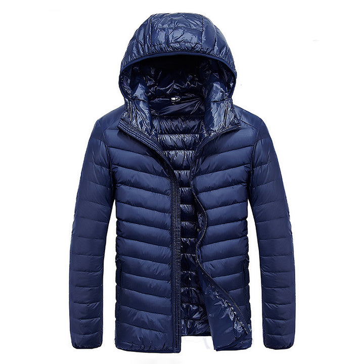 Herren leichte Daunenjacke mit abnehmbarer Kapuze und wasserabweisendem Material Echoarchiv