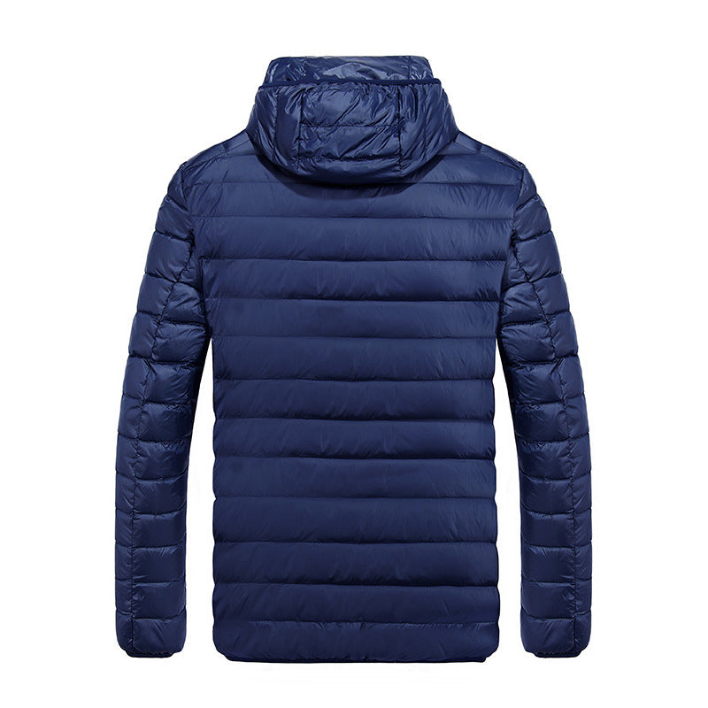 Herren leichte Daunenjacke mit abnehmbarer Kapuze und wasserabweisendem Material Echoarchiv