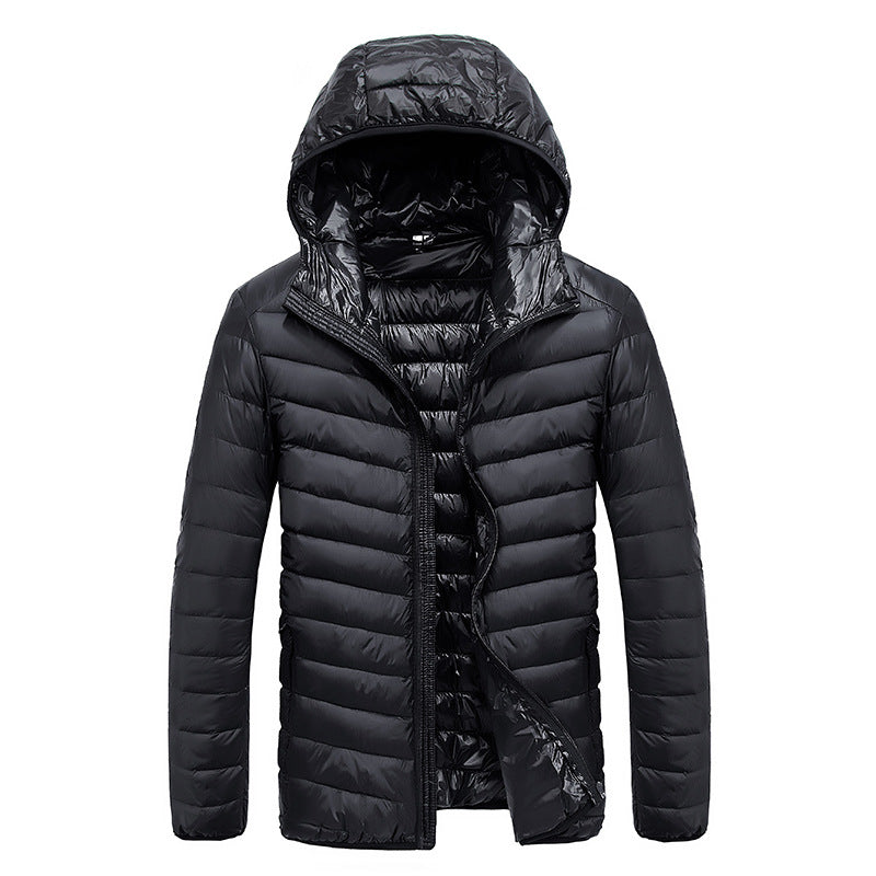 Herren leichte Daunenjacke mit abnehmbarer Kapuze und wasserabweisendem Material Echoarchiv