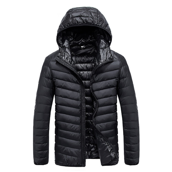 Herren leichte Daunenjacke mit abnehmbarer Kapuze und wasserabweisendem Material Echoarchiv