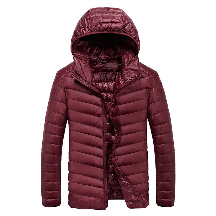 Herren leichte Daunenjacke mit abnehmbarer Kapuze und wasserabweisendem Material Echoarchiv