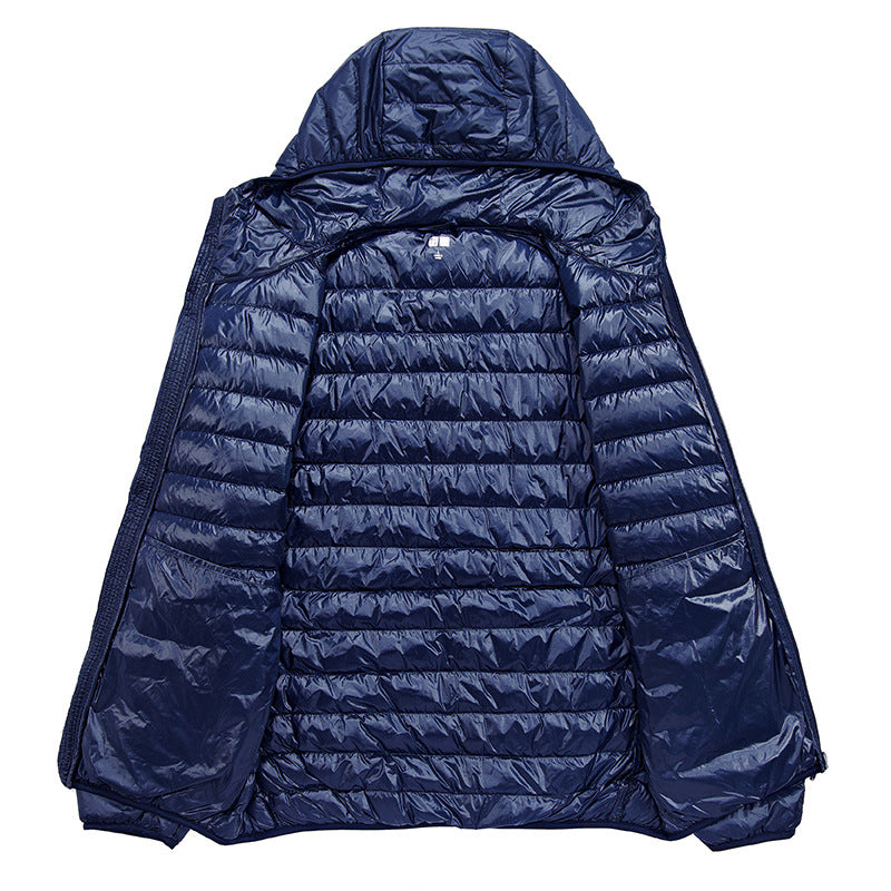 Herren leichte Daunenjacke mit abnehmbarer Kapuze und wasserabweisendem Material Echoarchiv