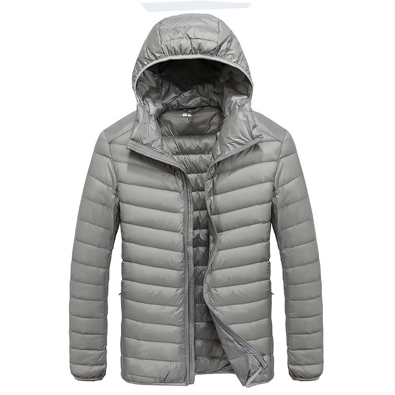 Herren leichte Daunenjacke mit abnehmbarer Kapuze und wasserabweisendem Material Echoarchiv