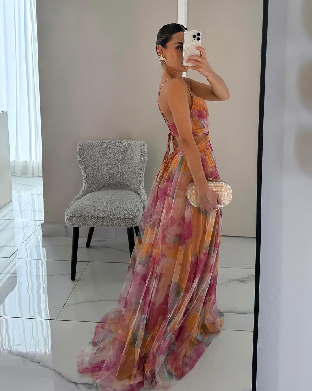 Damen Maxikleid Blumenprint Elegant