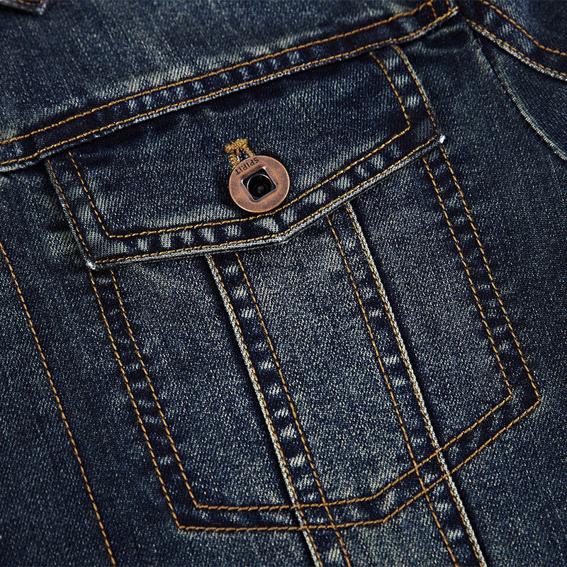 Herren modische Jeansjacke mit klassischem Schnitt und praktischen Taschen Echoarchiv