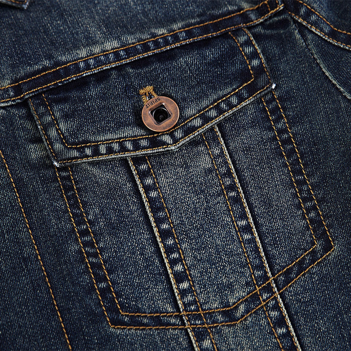 Herren modische Jeansjacke mit klassischem Schnitt und praktischen Taschen Echoarchiv