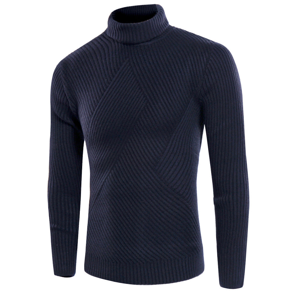Herren stilvoller Rollkragenpullover mit strukturiertem Design Echoarchiv
