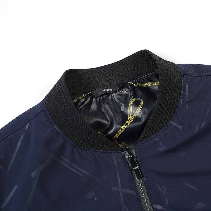 Herren Leichte Bomberjacke mit abstraktem Allover-Print, Reißverschluss-Taschen und gemusterter Satinfütterung Echo Archiv