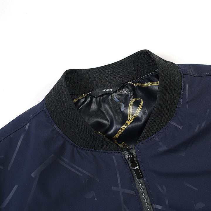 Herren Leichte Bomberjacke mit abstraktem Allover-Print, Reißverschluss-Taschen und gemusterter Satinfütterung Echo Archiv