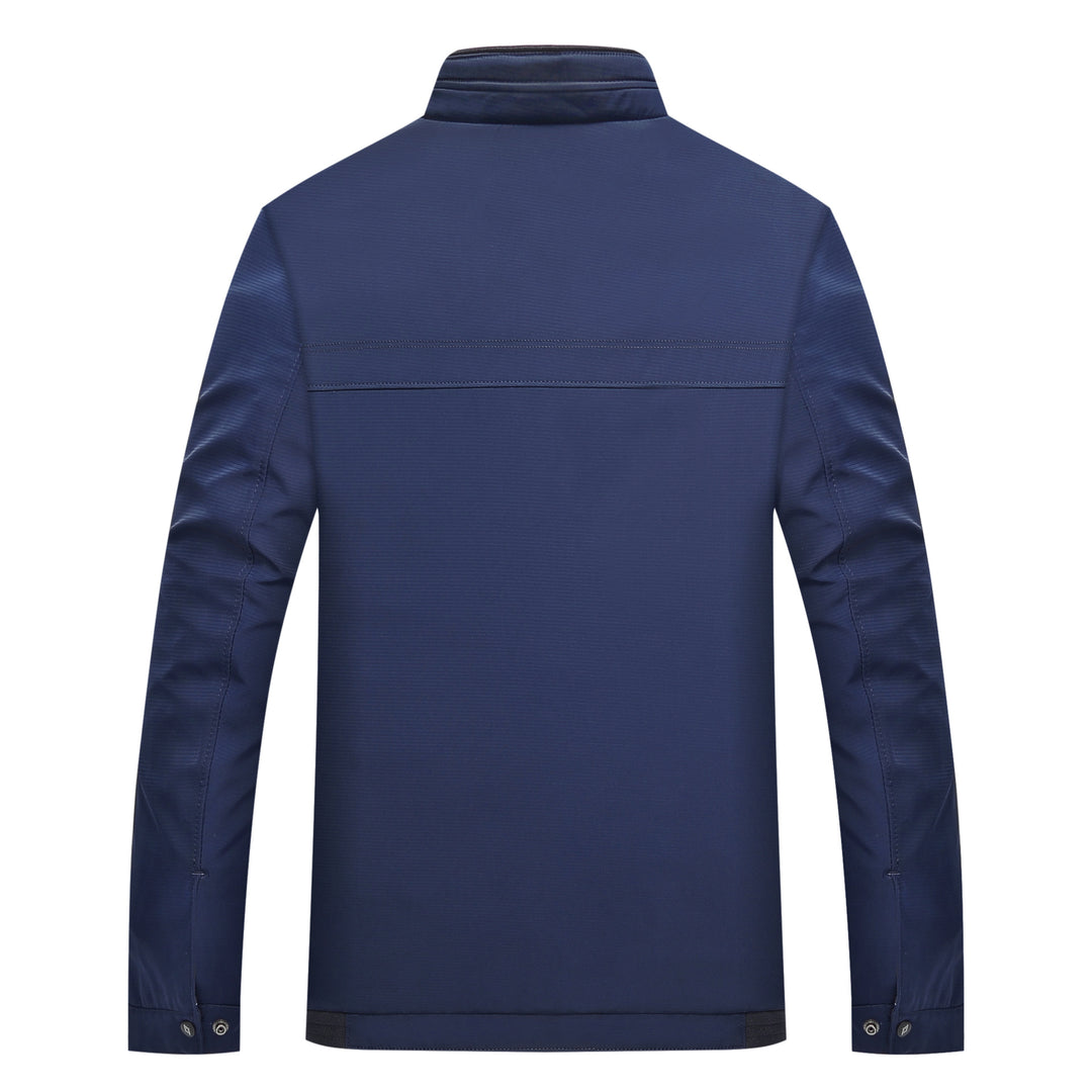 Herren Schlanke Stehkragen-Übergangsjacke mit Reißverschluss, wasserabweisender Außenfläche und geometrischem Futter Echoarchiv