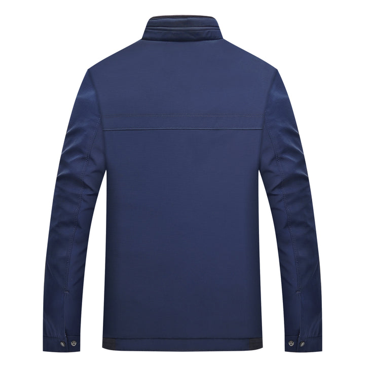 Herren Schlanke Stehkragen-Übergangsjacke mit Reißverschluss, wasserabweisender Außenfläche und geometrischem Futter Echoarchiv