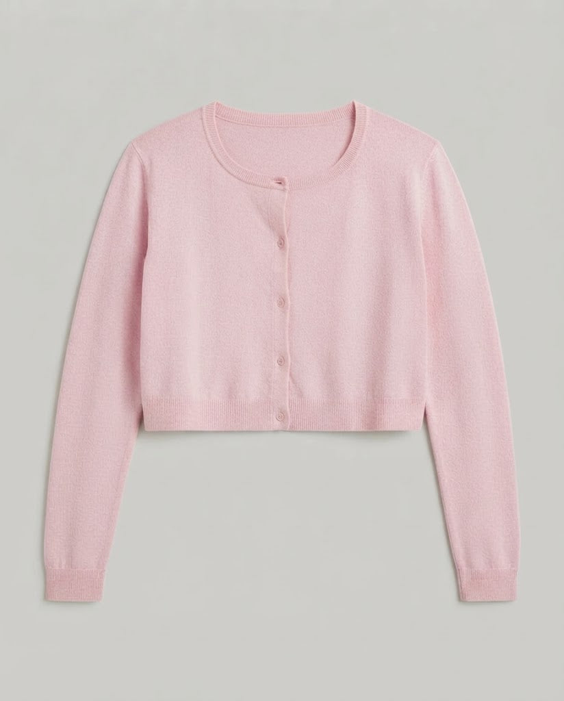 Damen Kurzgeschnittenes Cut-Out Cropped-Cardigan mit zweifarbiger Layering‑Optik und Knopfleiste Echo Archiv