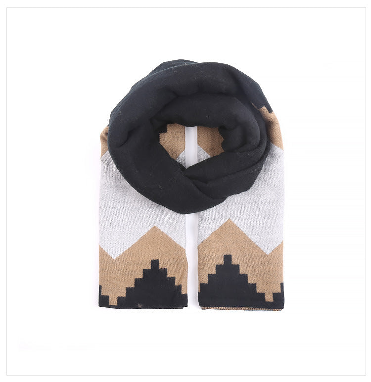 Damen Oversized-Feinstrick-Schal mit geometrischem Jacquard und weichem Fall Echo Archiv