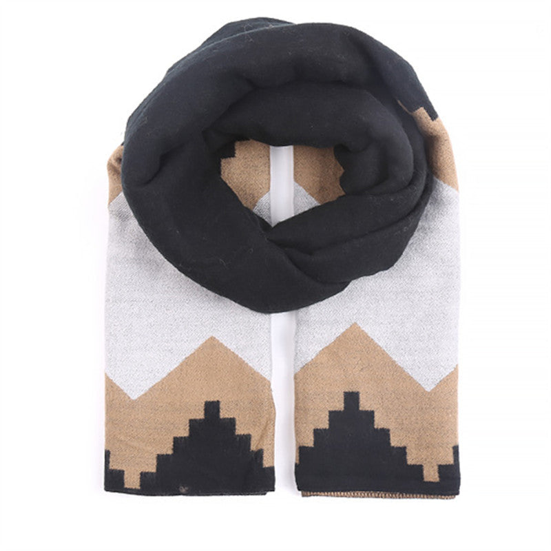 Damen Oversized-Feinstrick-Schal mit geometrischem Jacquard und weichem Fall Echo Archiv