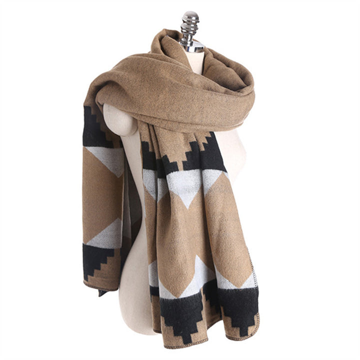 Damen Oversized-Feinstrick-Schal mit geometrischem Jacquard und weichem Fall Echo Archiv