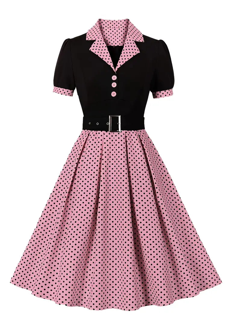 Echoarchiv - Stilvolle Herbst Vintage Kleid mit Polka Dots für Frauen