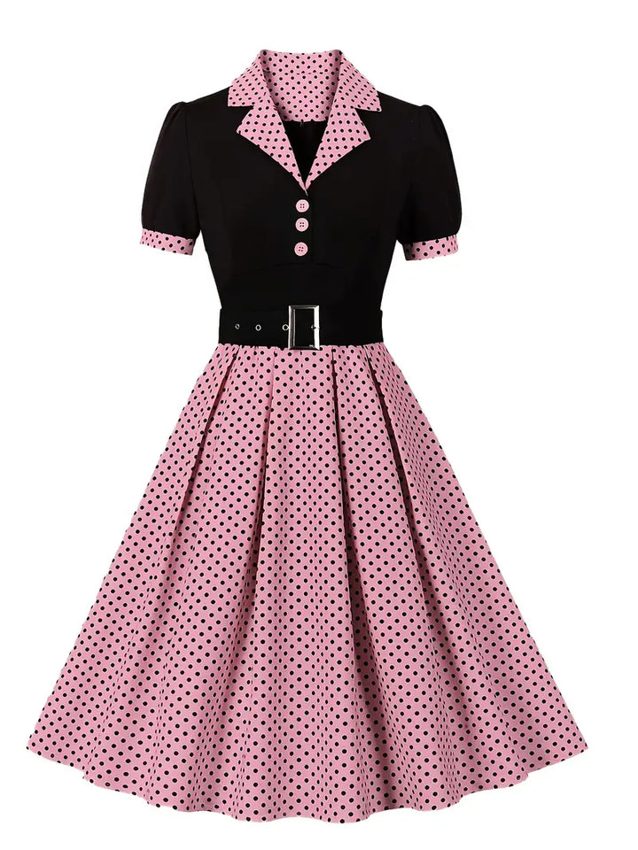 Echoarchiv - Stilvolle Herbst Vintage Kleid mit Polka Dots für Frauen