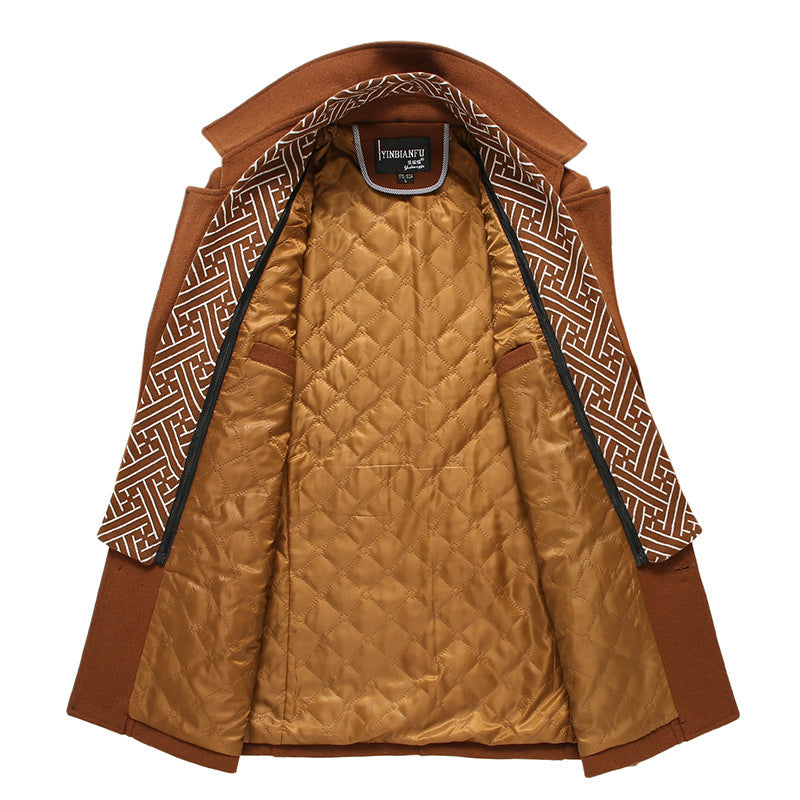 Herren mittellanger Wollmix-Mantel mit gesteppter Innenjacke, Schulterklappen und Reißverschluss-Brusttasche Echo Archiv