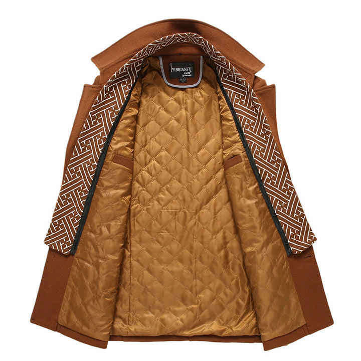 Herren mittellanger Wollmix-Mantel mit gesteppter Innenjacke, Schulterklappen und Reißverschluss-Brusttasche Echo Archiv