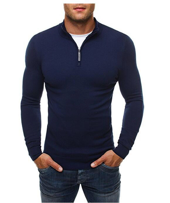 Herren Langarmshirt mit modernem Stehkragen und halblangem Reißverschluss Echoarchiv
