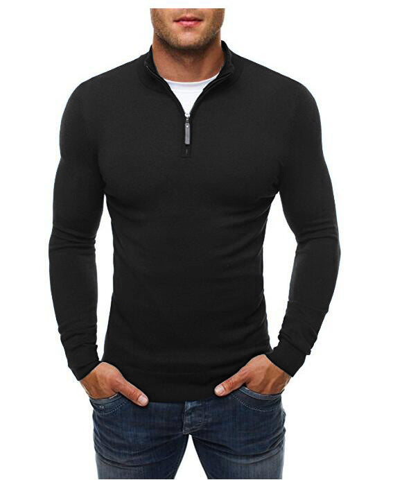 Herren Langarmshirt mit modernem Stehkragen und halblangem Reißverschluss Echoarchiv