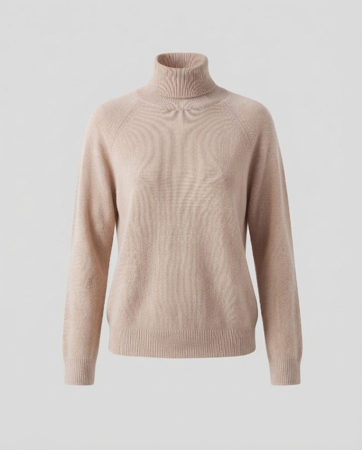 Damen Feinstrick-Rollkragenpullover aus Kaschmir-Mix mit Raglanärmeln und feinem Rippbund Echoarchiv